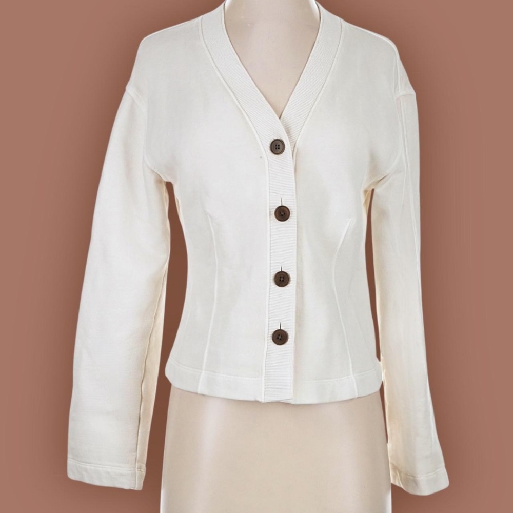 Madewell Cotton Cardigan XS Cream Cotton V Neck Cotton NWT